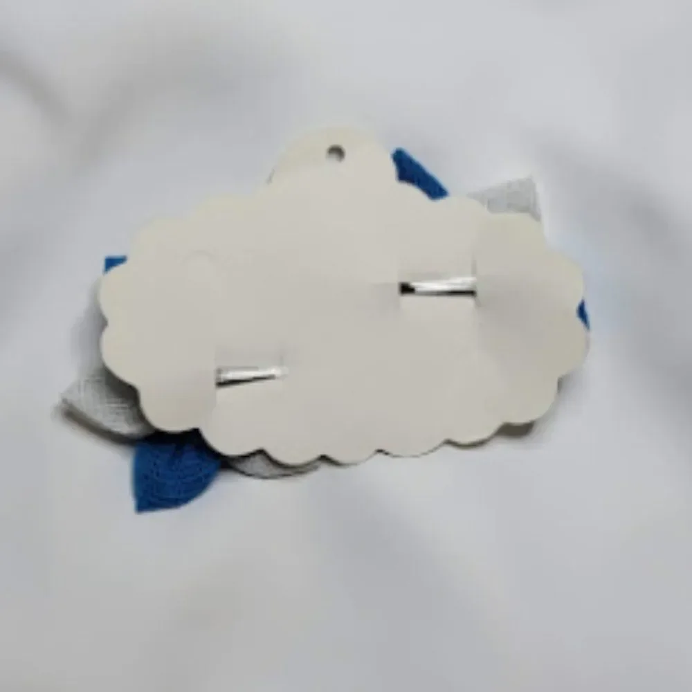 Girls Handmade 2pc Set Of Blue/White Floral Hair Clip- Brand New